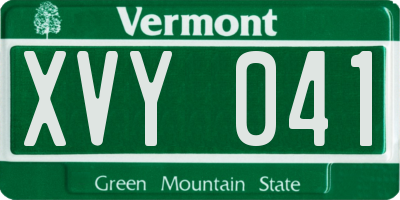 VT license plate XVY041