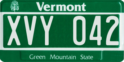 VT license plate XVY042