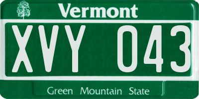 VT license plate XVY043