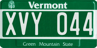 VT license plate XVY044