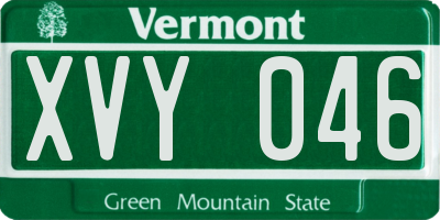 VT license plate XVY046
