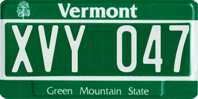 VT license plate XVY047