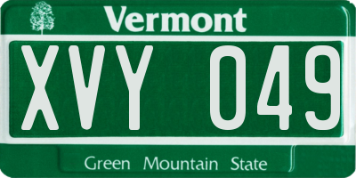 VT license plate XVY049