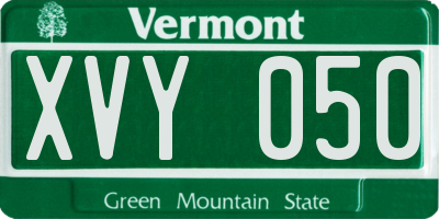 VT license plate XVY050