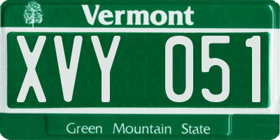 VT license plate XVY051