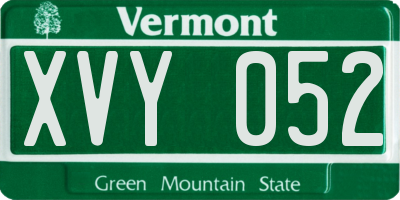 VT license plate XVY052