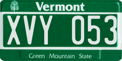 VT license plate XVY053