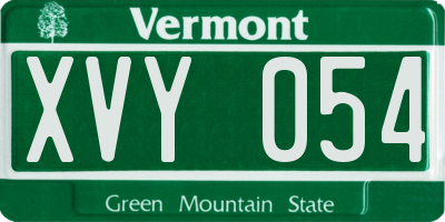 VT license plate XVY054