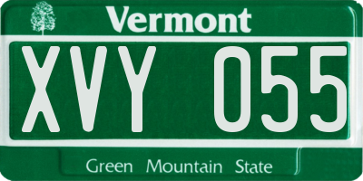 VT license plate XVY055