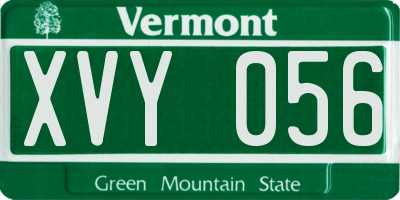 VT license plate XVY056