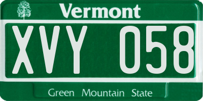 VT license plate XVY058