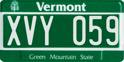 VT license plate XVY059