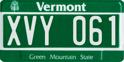 VT license plate XVY061