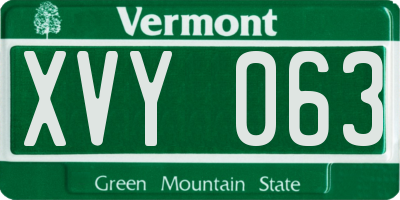 VT license plate XVY063