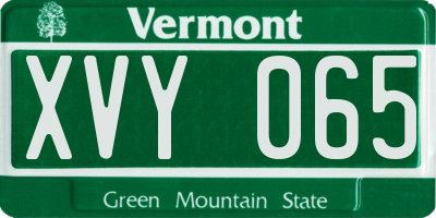 VT license plate XVY065