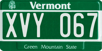 VT license plate XVY067