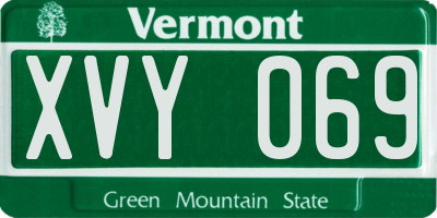 VT license plate XVY069