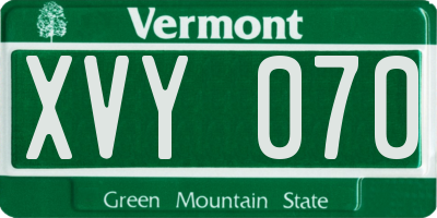VT license plate XVY070