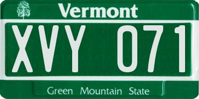 VT license plate XVY071