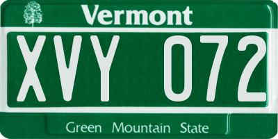 VT license plate XVY072