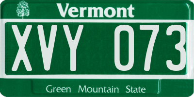 VT license plate XVY073