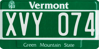 VT license plate XVY074