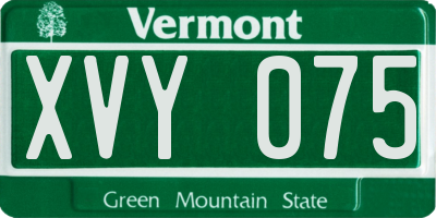 VT license plate XVY075