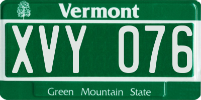 VT license plate XVY076