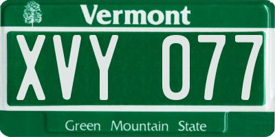 VT license plate XVY077