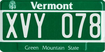 VT license plate XVY078