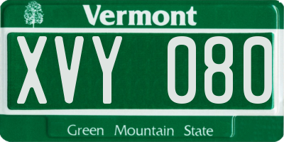 VT license plate XVY080
