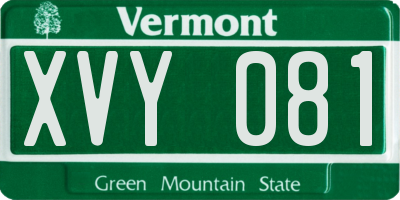 VT license plate XVY081