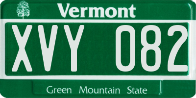 VT license plate XVY082