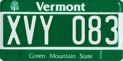 VT license plate XVY083