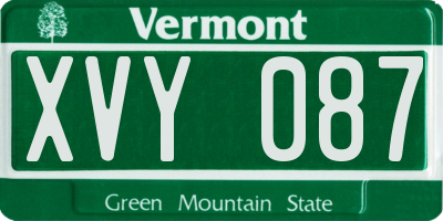 VT license plate XVY087