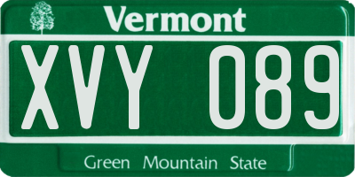 VT license plate XVY089