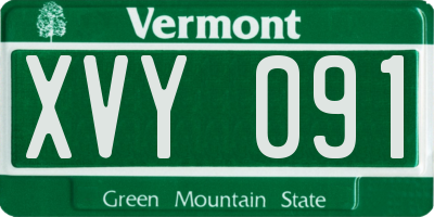 VT license plate XVY091