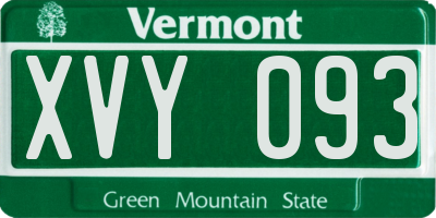 VT license plate XVY093
