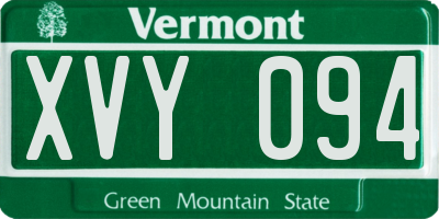 VT license plate XVY094