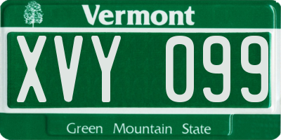 VT license plate XVY099