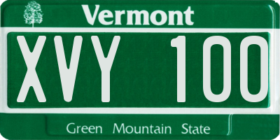 VT license plate XVY100