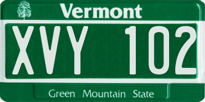 VT license plate XVY102