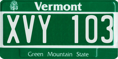 VT license plate XVY103