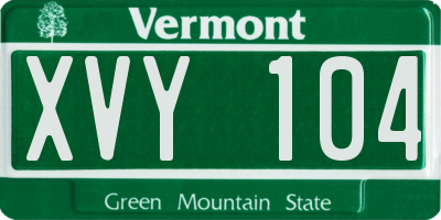 VT license plate XVY104