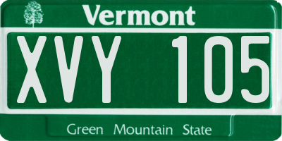 VT license plate XVY105
