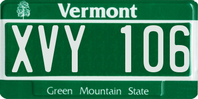 VT license plate XVY106