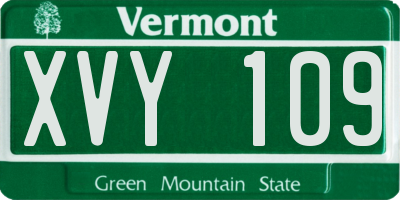 VT license plate XVY109