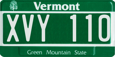 VT license plate XVY110