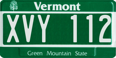 VT license plate XVY112