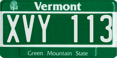 VT license plate XVY113